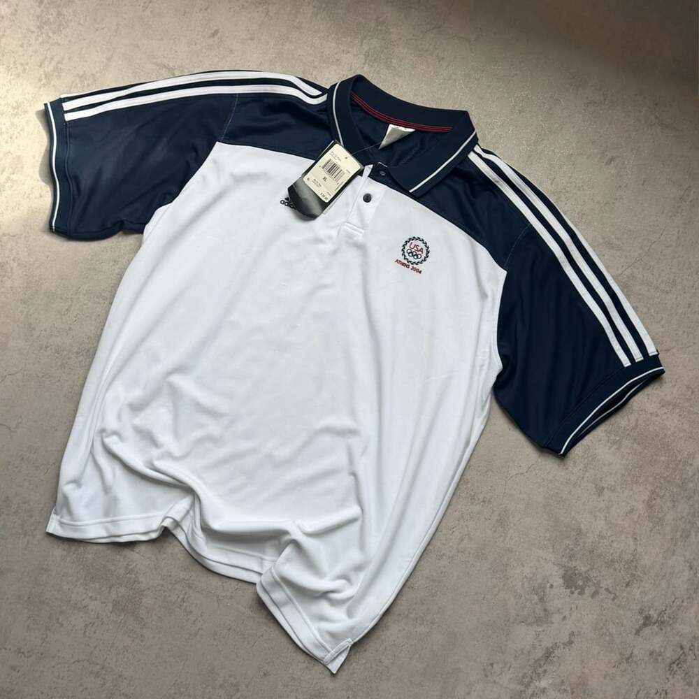 Adidas Athens 2004 Olympic ClimaCool Polo Size XL White Navy